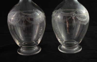Four St. Louis engraved crystal decanters, late 19th, early 20th century