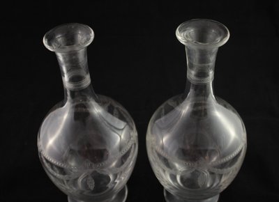 Four St. Louis engraved crystal decanters, late 19th, early 20th century