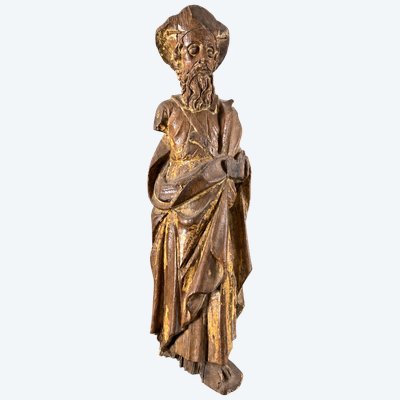 San Pellegrino, probabilmente San Giacomo – Scultura religiosa antica in legno dorato – XVII secolo
