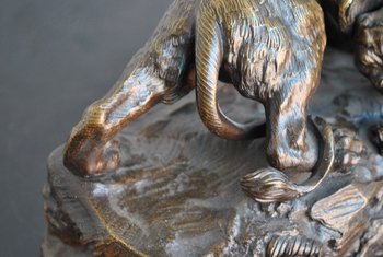 19th Century Animal Bronze Not Signed With Lions