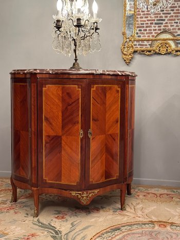 Paire De Buffets Galbes En Marqueterie Transition Louis XV Louis XVI XIXeme