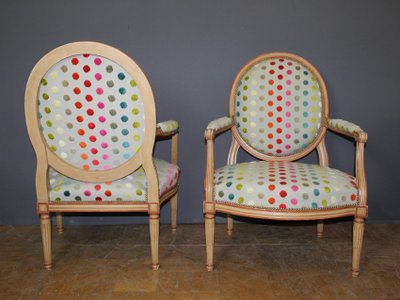 Paire de Fauteuils de Style Louis XVI Médaillon  