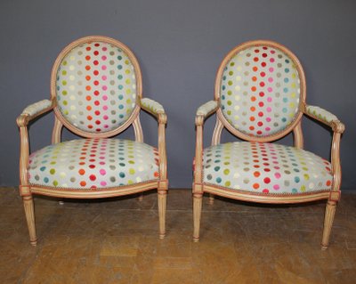 Paire de Fauteuils de Style Louis XVI Médaillon  