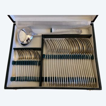 Coquille cutlery set in silver metal, 1930s