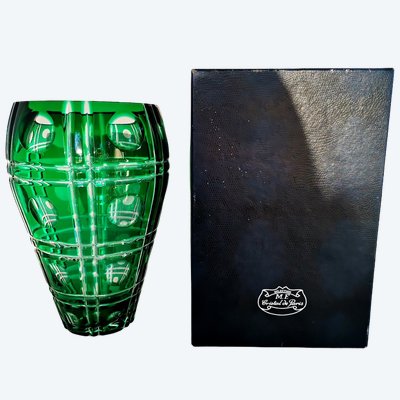 Lorraine Crystal/Paris Crystal, große grüne Kristallvase, neuwertig