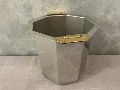 Champagne bucket by Jean Couzon, circa 1925, in silver-plated metal