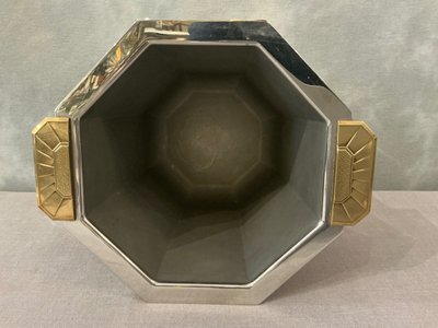 Champagne bucket by Jean Couzon, circa 1925, in silver-plated metal
