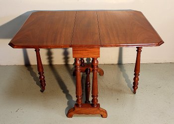 Petite table d'appoint à volets en Acajou massif - Milieu XIXe