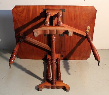 Petite table d'appoint à volets en Acajou massif - Milieu XIXe