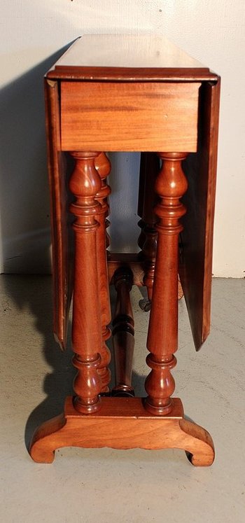 Petite table d'appoint à volets en Acajou massif - Milieu XIXe
