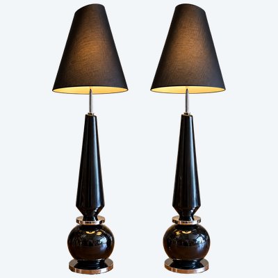 PAIRE DE GRANDE LAMPE DE LUCIA TUCCI POUR HARROLDS EN CERAMIQUE DES ANNÉES 70