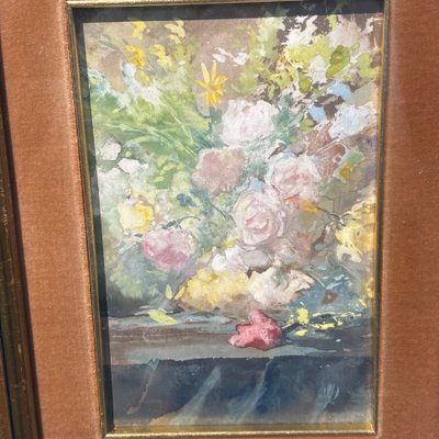 Pompeo Mariani (1857–1927) „Stillleben mit Rosen“ Antikes Aquarell auf Papier 22,50 x 14,50 cm