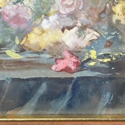 Pompeo Mariani (1857–1927) „Stillleben mit Rosen“ Antikes Aquarell auf Papier 22,50 x 14,50 cm