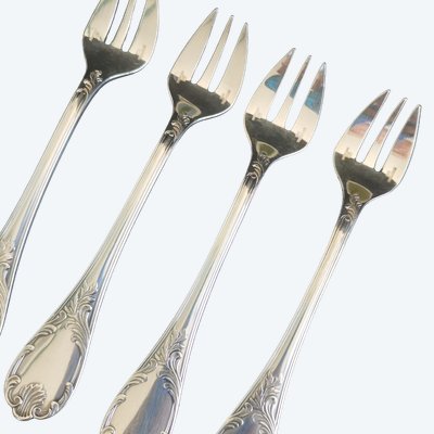 Christofle Marly 11 versilberte Austerngabeln, 14,7 cm
