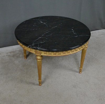 Tavolino da caffè in marmo e legno dorato, stile Luigi XVI - Metà del XX secolo