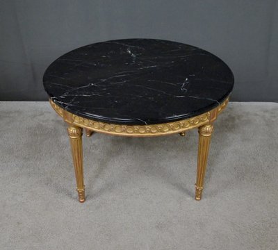 Tavolino da caffè in marmo e legno dorato, stile Luigi XVI - Metà del XX secolo
