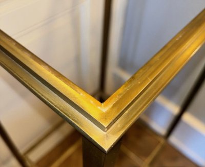 RAMSAY House Rectangular serving cart or shelf, in gilded brass and glass panels