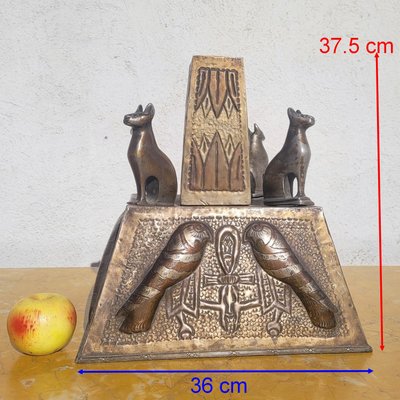 Egyptomania, antique metal lamp base, early 20th century
