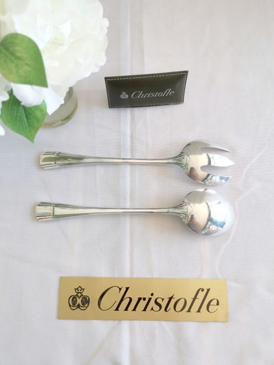 Servizio da insalata grande Christofle Boréal, di Luc Lanel, Art Déco, in metallo argentato.