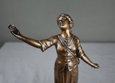 Scultura in bronzo "L'Elevazione di Giovanna d'Arco" firmata E. Watrin - Inizi del XX secolo