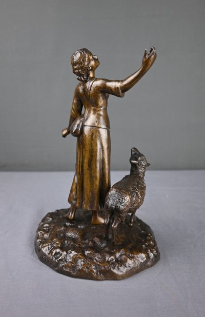Scultura in bronzo "L'Elevazione di Giovanna d'Arco" firmata E. Watrin - Inizi del XX secolo