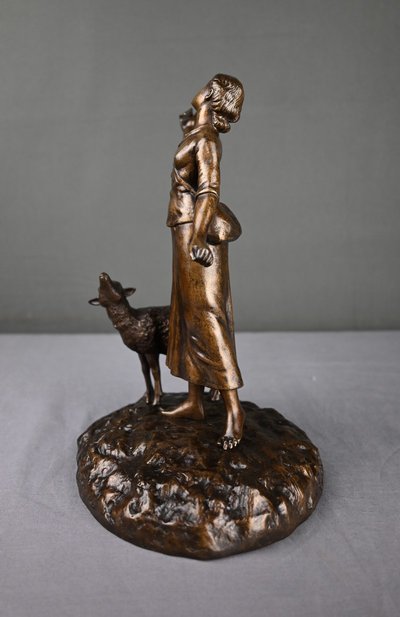 Scultura in bronzo "L'Elevazione di Giovanna d'Arco" firmata E. Watrin - Inizi del XX secolo