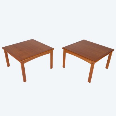 Due tavolini da caffè scandinavi in teak, Danimarca, anni '70.