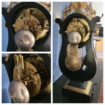 Empire gilt bronze ebony pendulum Napoleon 3 Victorian Cartel clock