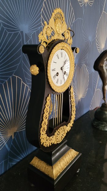 Empire gilt bronze ebony pendulum Napoleon 3 Victorian Cartel clock