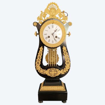 Empire gilt bronze ebony pendulum Napoleon 3 Victorian Cartel clock