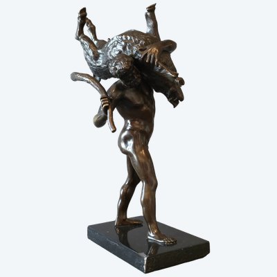 Herkules und der Eber von Erymanthus, Giambologna. Bronze aus dem 19. Jahrhundert.
