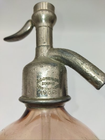 SIPHON ROSE De Bar Bouteille Ancienne Eau De Seltz  Complet JARNAC  CHARENTE