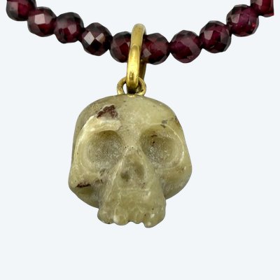 Schmuckanhänger-Halskette – Jaspis-Totenkopf