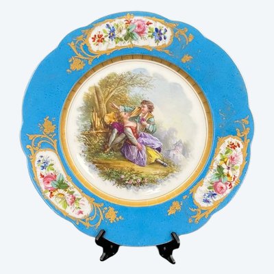 Dekorativer Porzellanteller, Sèvres-Stil – Ende des 19. Jahrhunderts