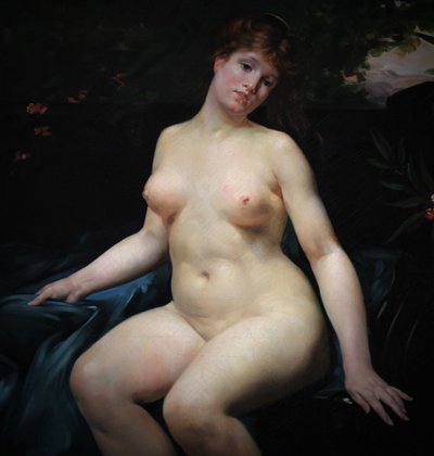Dipinto ad olio figurativo di nudo antico di Emmanuel Stanek, XIX secolo, senza cornice, circa 1890.