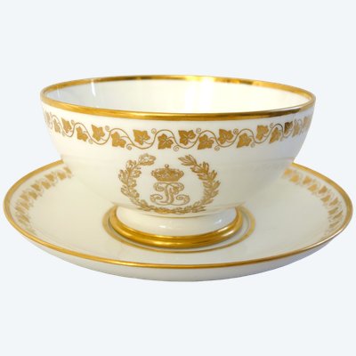 Sèvres : bol et soucoupe royale de Louis Philippe à Trianon - porcelaine, service des Princes