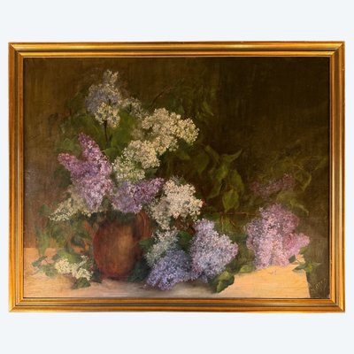 Großes Gemälde mit Blumen, Flieder