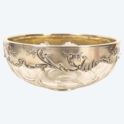 Dekorative Kristallglasschale aus massivem Silber, Minerva, Jugendstil, 19. Jahrhundert