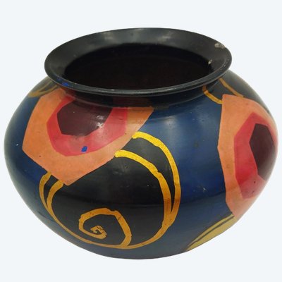 ART DECO LOUIS GIRAUD Polychrome Ceramic Vase from VALLAURIS