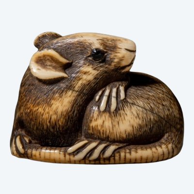 Netsuke, bezaubernde Rattenfigur, Japan der Edo-Zeit