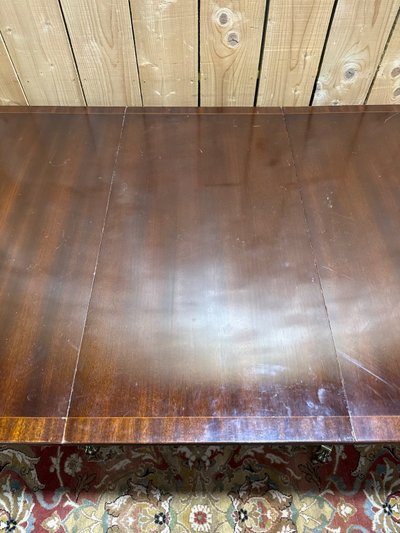Grande Table Anglaise Extensible Acajou Style Régence Pieds Griffes Laiton