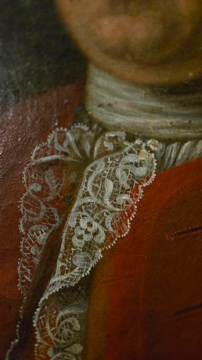 Portrait of an architect with a compass Oil on canvas signed and dated 1757 18th century.