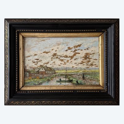 Dipinto su ceramica Moyland Cleve di Martinuf Kuytenbrouveer, 1884