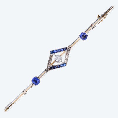Art Deco Brooch With Sapphires And Diamonds