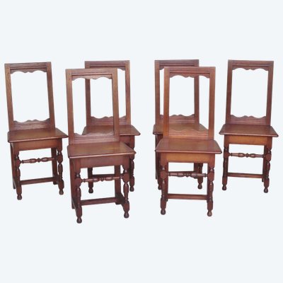 Set aus sechs Lorraine-Eichenstühlen.