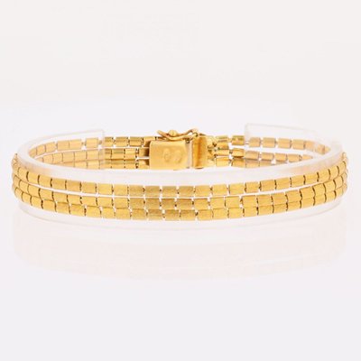 Bracelet ancien or jaune 3 rangs et améthystes