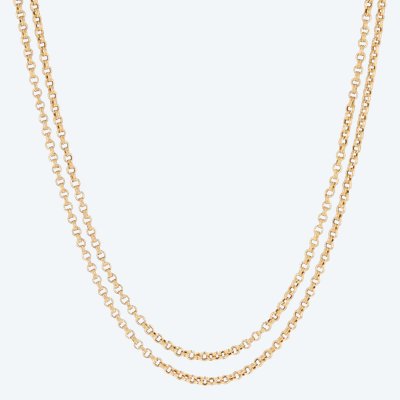 Long, Antique Yellow Gold Chain With Double Links
