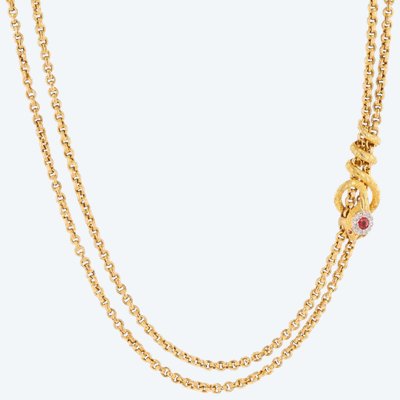 Long Antique Jaseron Chain With A Serpent-shaped Pendant