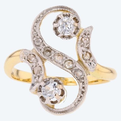 Vintage Ring With Swirls And Diamonds