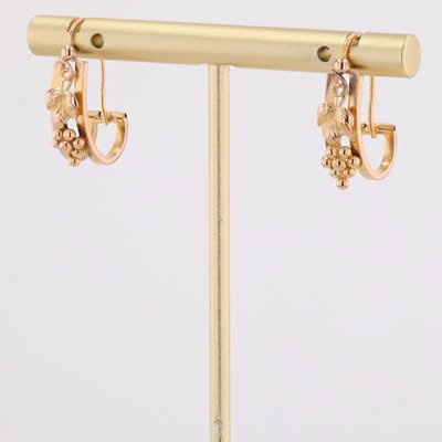Boucles d'oreilles anciennes grappes et feuilles or rose